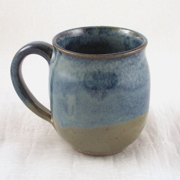 Blue Green Ceramic Mugs Coffee Cup Stoneware Wheel Thrown  Stoneware Ceramics   Pottery