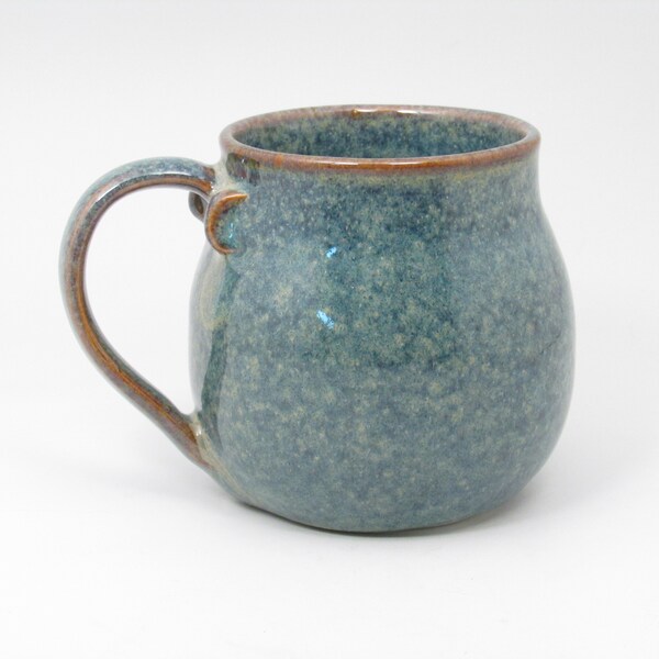 Porcelain Mug, 12 ounce Ceramic Mug, Hand Crafted Mug, Ceramic Coffee Mug, Blue Speckled Mug, Wheel Thrown Mug, Pottery mug,M019