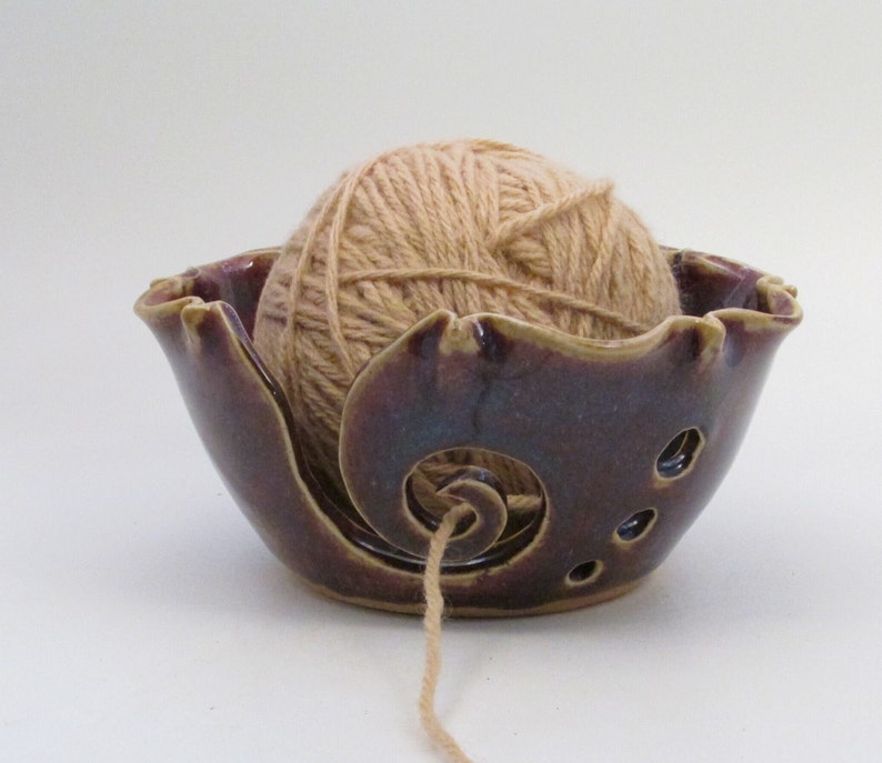 Wheel Thrown Yarn Bowl, Large Yarn bowl, Yarn Keeper, Pottery Yarn Bowl, Knitting Bowl, Stoneware Yarn Bowl, Crochet bowl, Yarn Holder,YB14 image 1