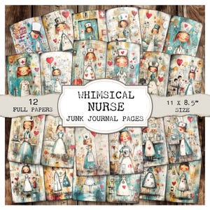 Papeles basura de enfermeras caprichosos: papeles digitales caprichosos, arte de enfermera imprimible, kit de álbum de recortes médicos, atención médica del NHS