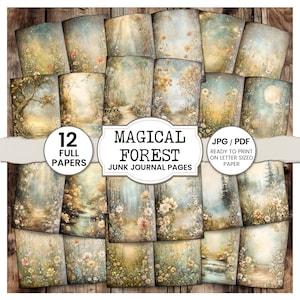 Magical Forest Junk Journal Pages - Nature Themed Papers - Whimsical Forest Pages for Craft Enthusiasts