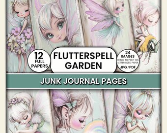 Garden Fairies Junk Journal Papers -  Fairy Printable Pages, Art Journals & Crafts, Collage Papercraft, Pastel Fantasy, Whimsical Ephemera