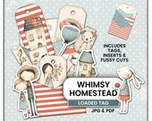 Loaded Tag Kit – Printable Tags, Pockets & Fussy Cuts, Cottagecore Ephemera for Junk Journals, Whimsy Homestead, Great for Gift