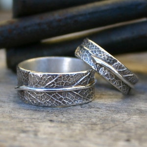 Meet Me in the Forest...Matching Set of Sage Leaf Bands...Wedding Rings, Engagement Rings, Promise Rings