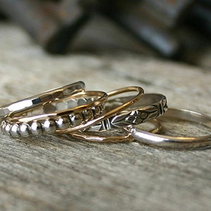 Seven Wishes...Stack of Seven Rings in Silver and Gold image 3