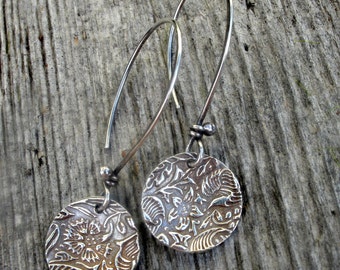 Kashmir Earrings...Domed Discs Hand Sculpted in Sterling Silver