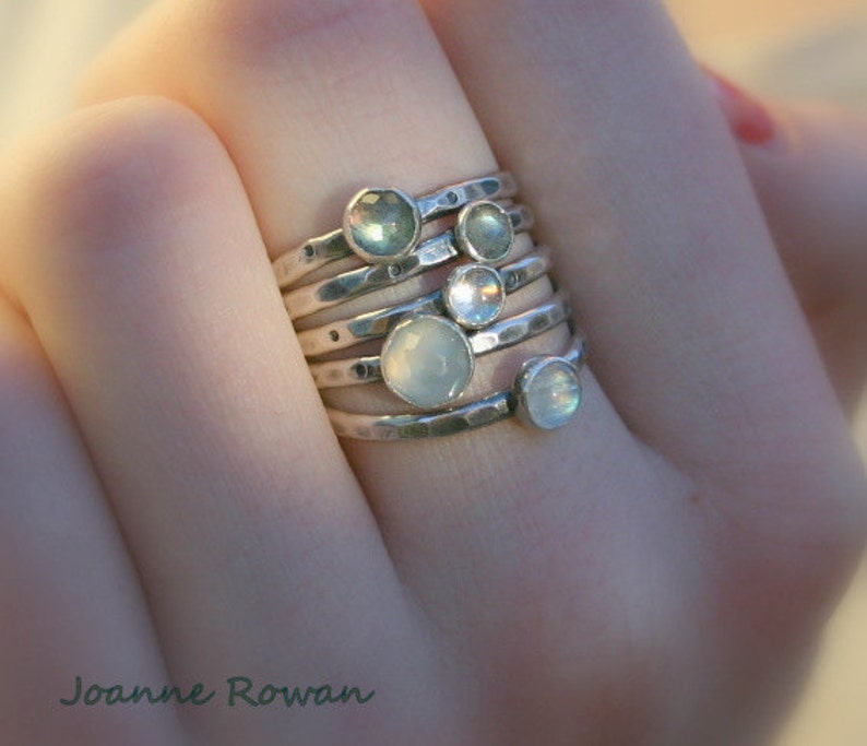 Moons of Pluto...set of Five Stacking Rings in Sterling Silver Etsy