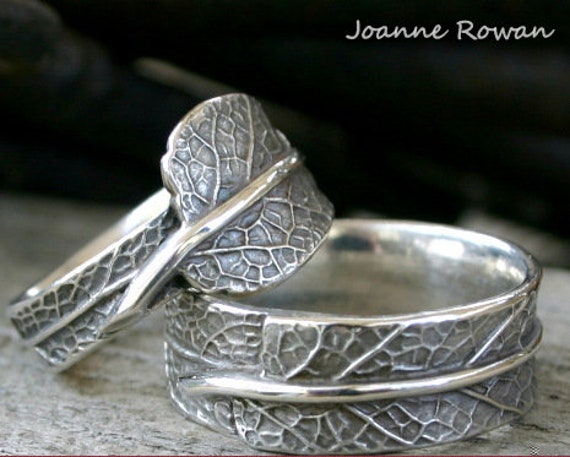 Sage Leaf Ring, Unisex Design, Wedding Band for Men or Women