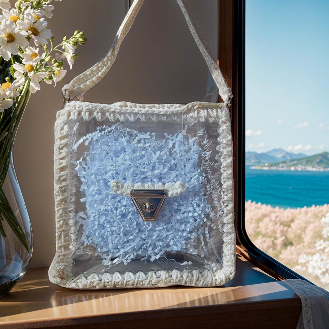 Chic Clear Acrylic Shoulder Bag With Crochet Trim Fashionable ...
