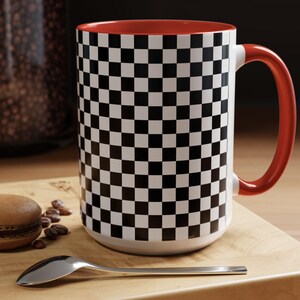 チェック柄アクセントコーヒーマグノベルティギフト家族友人