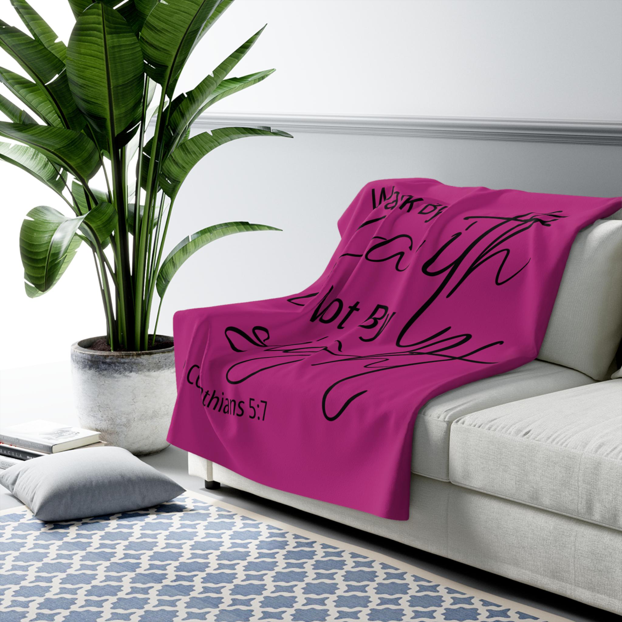 Walk By Faith Sherpa Fleece Throw Blanket: Christian Gift