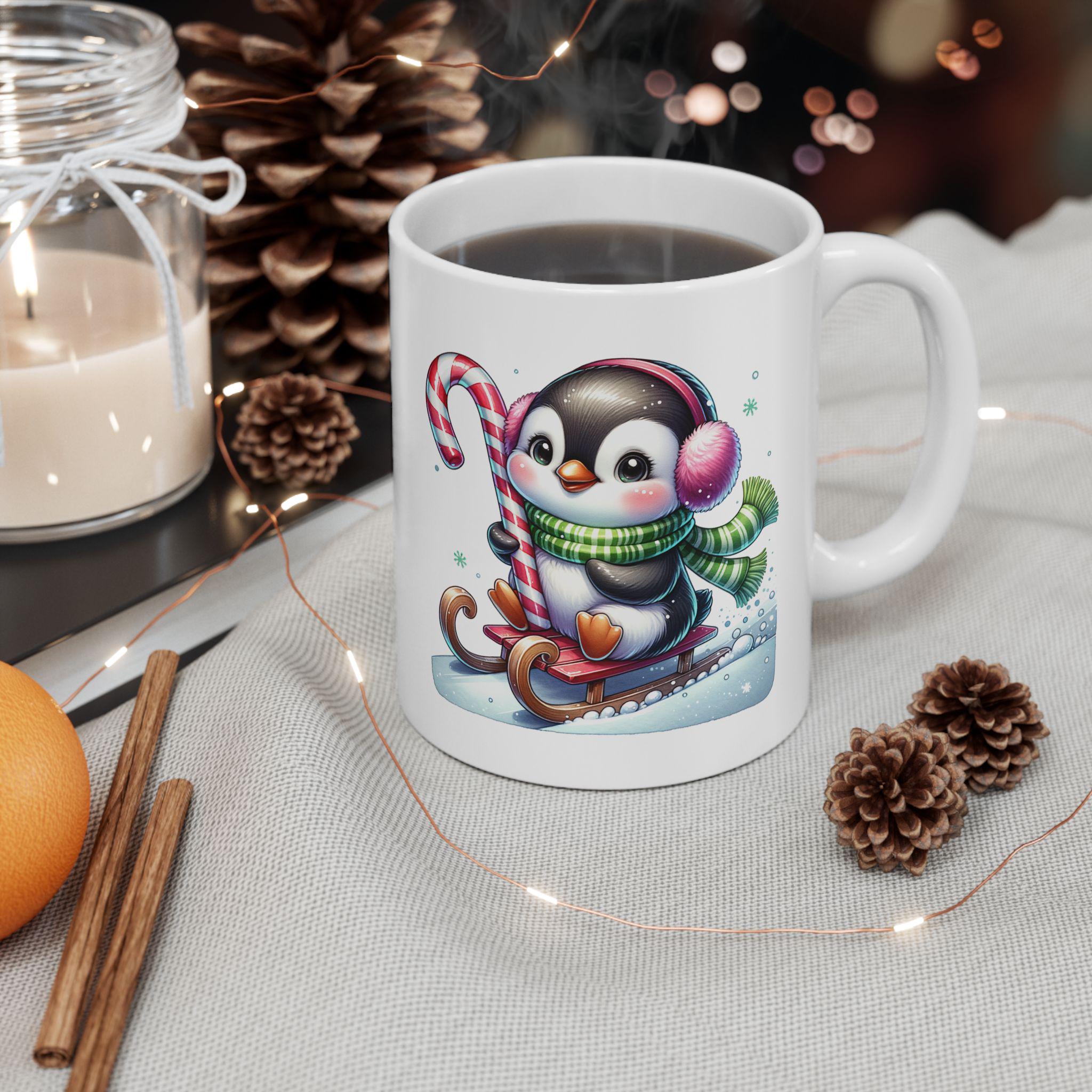 Tazza Natale 3D A Forma Di Pinguino In Ceramica Con Coperchio – Idea Regalo Divertente Per Caffè E Tè