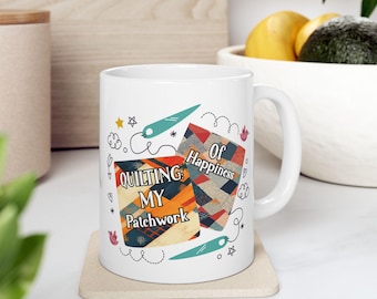 Quilting Humor Ceramic Mug, Funny Quilter Gift, Quilt Lover Tea Cup, Sewing Room Decor, Crafters Coffee Mug, Quilt Retreat Souvenir