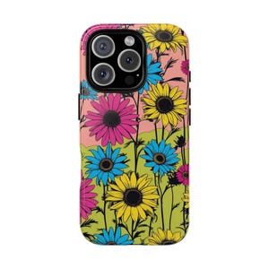 Glossy Floral Phone Cover, iPhone Tough Phone Case, Flower Print for Spring, Gift for Flower Lovers, Unique Cell Phone Accessory