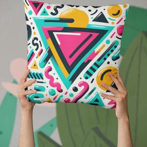 Memphis Style Throw Pillow: 80s Abstract Retro Home Decor