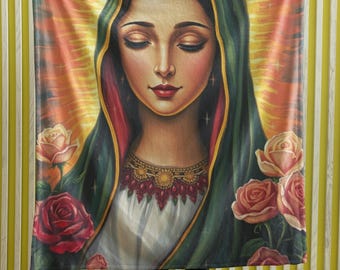 Our Lady of Guadalupe Plush Blanket: Catholic Religious Bedding