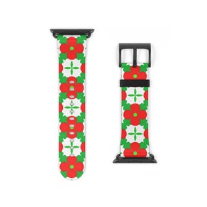 Kunstlederarmband Blumenapplikation: Festliches rotes Blumen Design