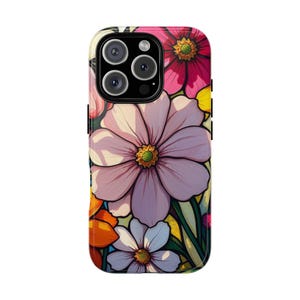 Glossy Floral Phone Case - Botanical iPhone Tough Case, Flower Power Protection, Vibrant Gift for Her, Spring Accessory, Durable Floral Case