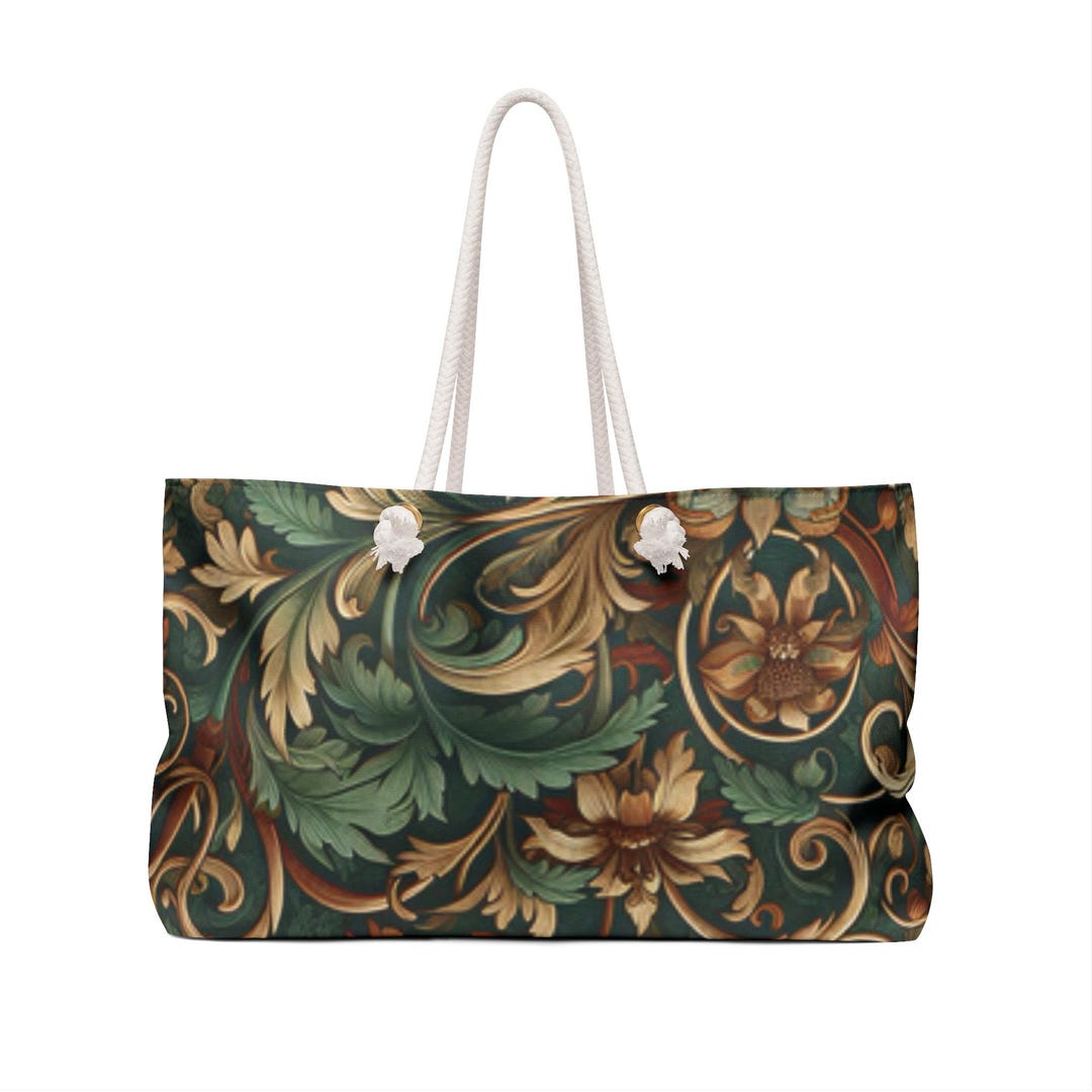 Weekender Duffle Bag in Floral Medallion Blue
