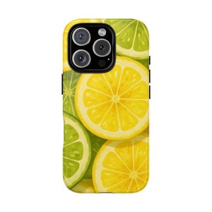 Glossy Citrus Handyhülle - Lebendiges Zitronen- und Limettendesign, robuste Handyhülle für iPhone, Summer Vibes, Geschenk für Obstliebhaber, umweltfreundlich