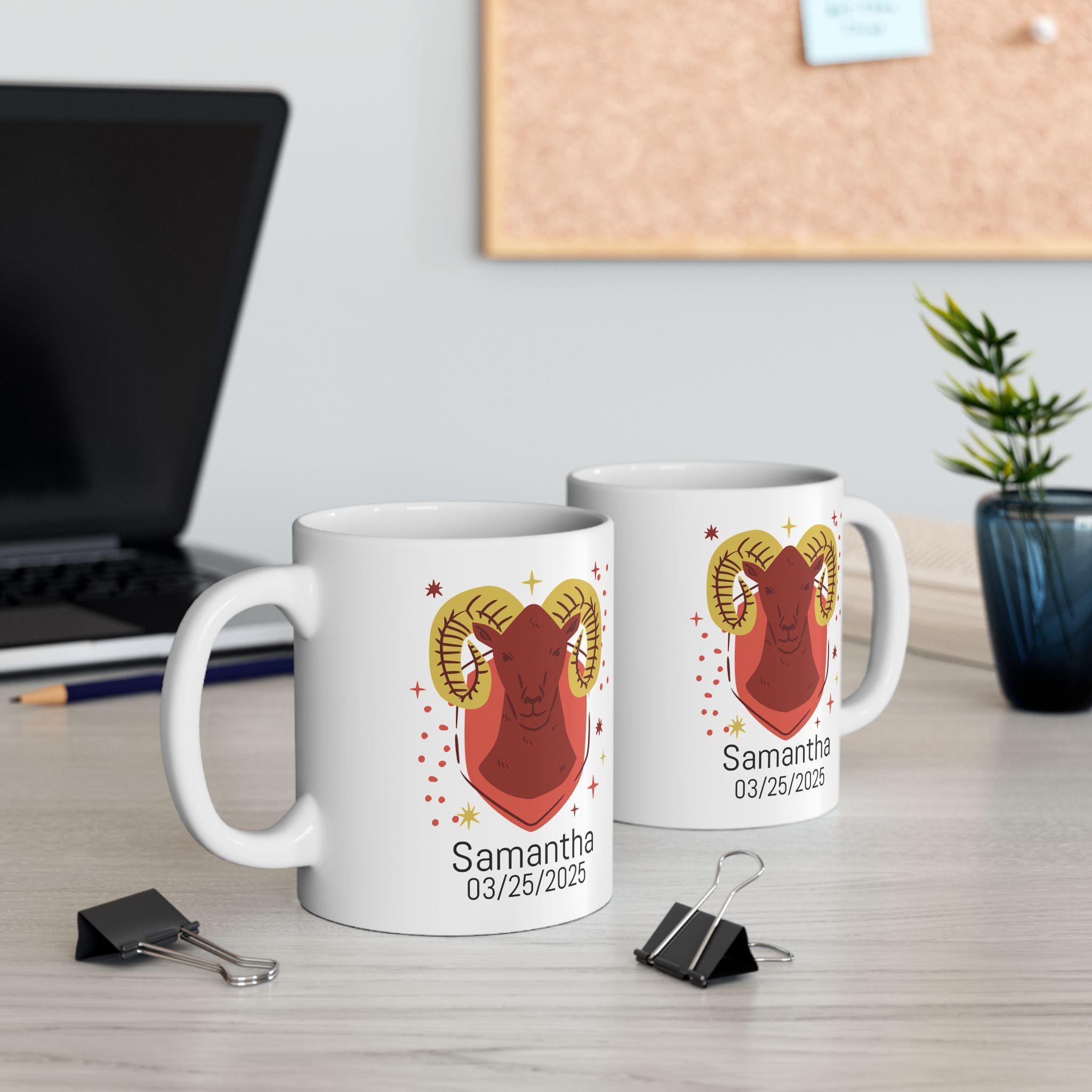 Tazza zodiacale Ariete, Tazza da caffè zodiacale gatto carino, Regalo segno zodiacale Ariete, Oroscopo Ariete, Regalo di compleanno Ariete, Tazza regalo astrologia per gatti - Italia