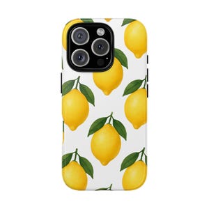 Glossy Lemon Tough iPhone Case - Durable, Stylish Cover for Citrus Lovers, Gift for Birthdays, Summer, and Celebrations