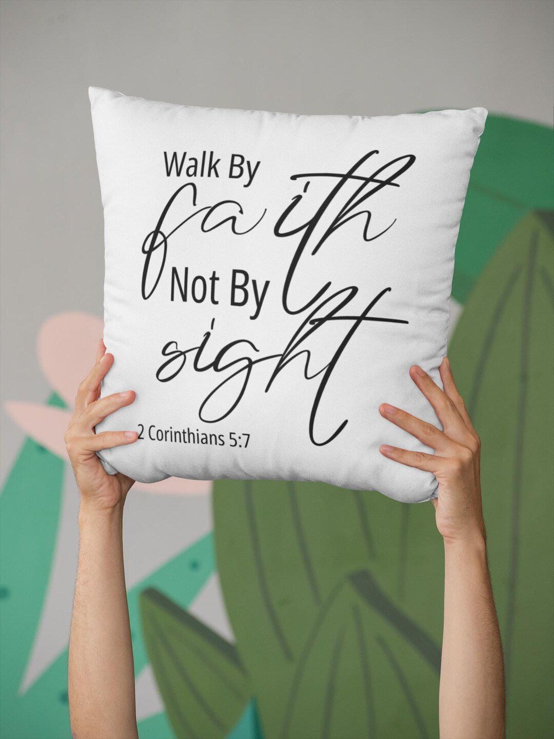 Almohada con versículo bíblico de fe, decoración cristiana para el - Main Image