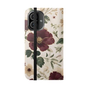Étui à rabat floral imitation cuir, portefeuille pour iPhone, coque de téléphone à fleurs Samsung Galaxy, étui de protection, cadeau d&#39;anniversaire de vacances pour elle, motif floral