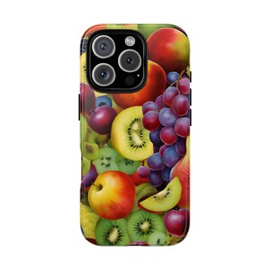 Glossy Fruit Phone Case, Vibrant Fruit iPhone 11 12 13 14 15 16 Tough Case, Protective Phone Cover, Summer Accessory, Gift for Fruit Lover