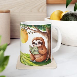 Mug lecture paresseux : tasse à café animal de la forêt fantaisiste
