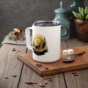 Deer Hunting Insulated Mug: Wildlife Outdoorsman Coffee Cup