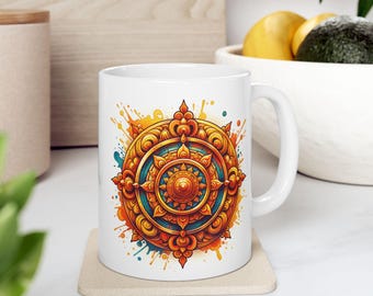 法輪の陶器マグカップ、仏教の宗教的な贈り物 - Etsy 日本