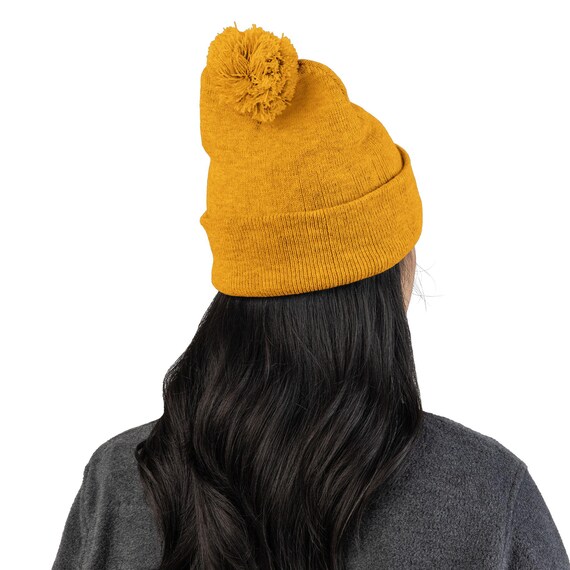 Embroidered Pom-pom Knit Beanie: Cozy Acrylic Winter Hat - Etsy display picture 3