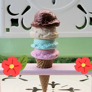 Fake Ice Cream Cone. Four scoops. Chocolate, Vanilla, Mint and Strawberry Flavors. Birthday Party Decor, Ice cream shop decor, Photo Props