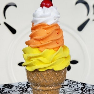 Fake Candy Corn Ice Cream Cone. Candy Corn Ice Cream Cone. Halloween Decor