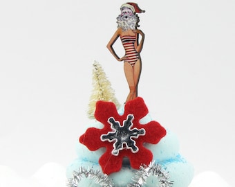 Santa Pin Up Girl Fake Cupcake. Secret Santa Sweeties Collection. Secret Santa Gift. 12 Legs Signature Design First on Etsy