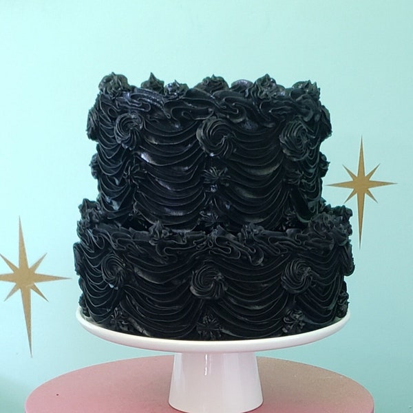 Black Fake Cake. Two Tiered Vintage Design Fake Cake. Photo Prop. Your Choice Frosting. Fake Cake for Display. Cake Toppers NOT included.