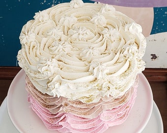 Fake Rosette Cake. Fake Neapolitan Cake with White, Chocolate and Pink Roses. Smash Cake Prop, Birthday Decor. Photo Props