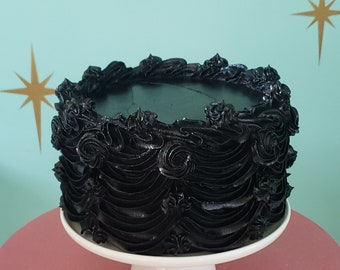 Black Fake Cake. Vintage Design Fake Cake. Photo Prop. Your Choice Frosting. Fake Cake for Display. Cake Toppers NOT included.