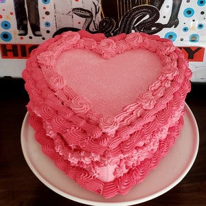 Pink Heart Fake Cake, Vintage Heart Pink Fake Cake, Photo Prop, Home Decor, Birthday Decor. Cake Plate NOT included.