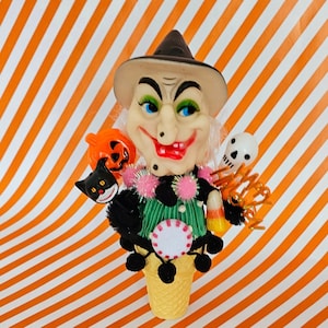 Vintage Witch Head Ice Cream Cone, 12 Legs Creepy Sweeties Collection, Halloween Art Prop.Receive before Halloween. Ready to Ship!