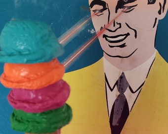 Fake Ice Cream Cone. Four scoups. Hot pink, turquoise, orange and green. Birthday Party Decor, Ice cream shop decor, Photo Props