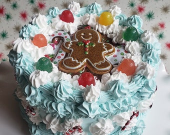 Gingerbread Fake Cake. Candyland Christmas Decor. Limited Edition. Holiday Party & Kitchen Decor. Christmas Photo Prop