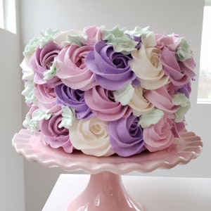 Fake Rosette Cake. Multi Colored Rosette Cake.