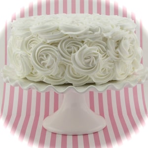 White Rosette Fake Cake Approx. 9&quot;w x 4.25&quot;h Fab Photo Prop, First Birthday Decor, Christmas or Wedding Decor, Smash Cake Prop