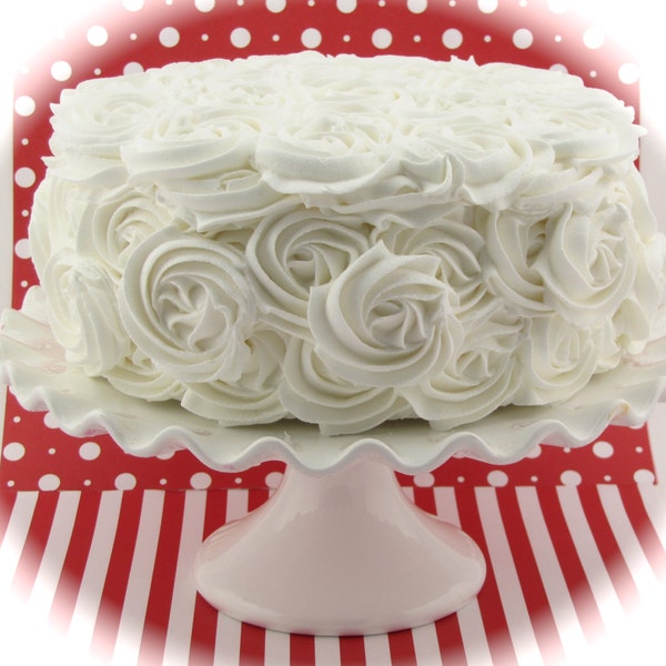 White Rosette Fake Cake Approx. 9"w x 4.25"h Fab Photo Prop, First Birthday Decor, Christmas or Wedding Decor, Smash Cake Prop