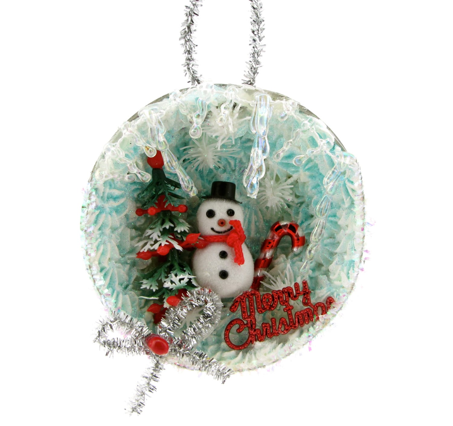 Snowman Christmas Ornament W/ Vintage Baking Mold/tart Tin Etsy