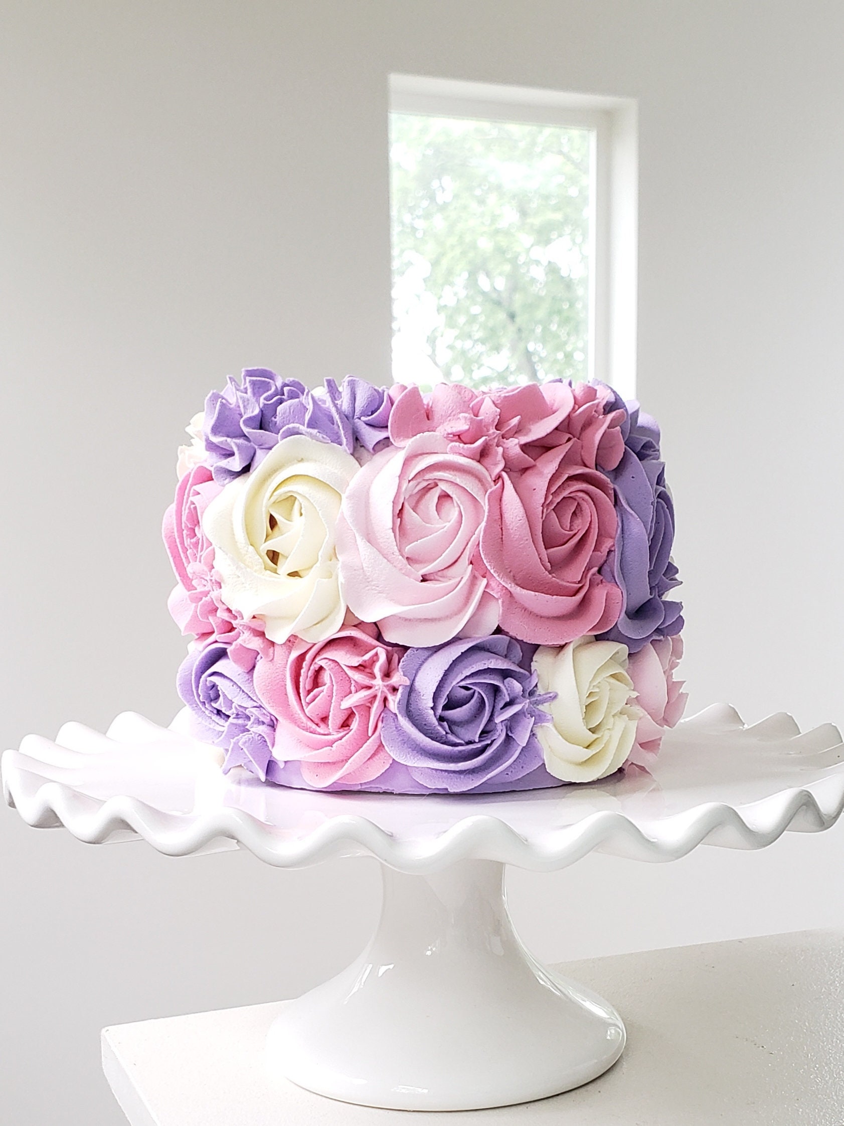 polvo esclavo aliviar Fake Rosette Cake. Pink Purple Cream Rosette Cake. Cake - Etsy