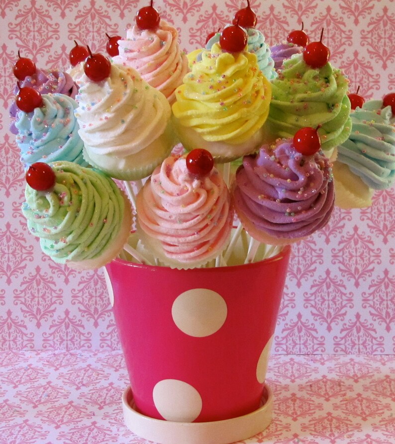 Fake Cupcake Lollipops Sweet and Whimsy Collection Etsy