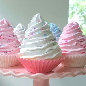 Fake Cupcakes Standard Assorted "Pink, Blue, White" Collection" Set 5 Fabulous Photo Props, Cupcake Topper Props, Bakery Decor, Staging